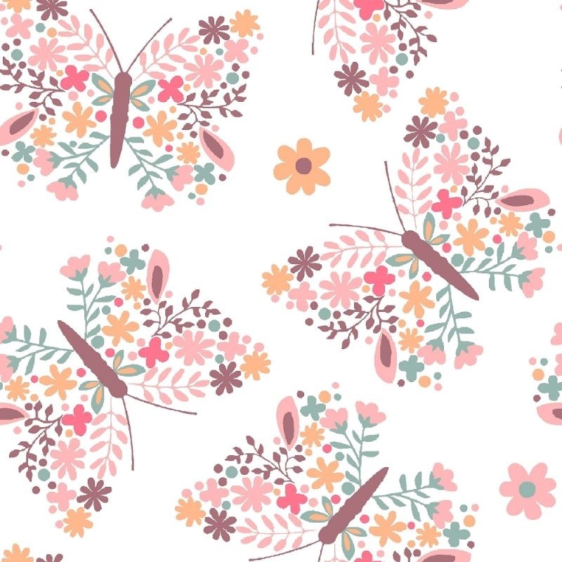 Tissu Coton Imprimé Papilo Rose 