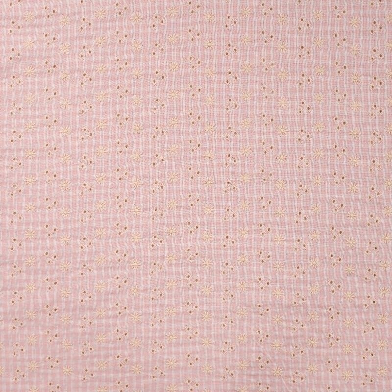 Tissu Seersucker Brodé Nude