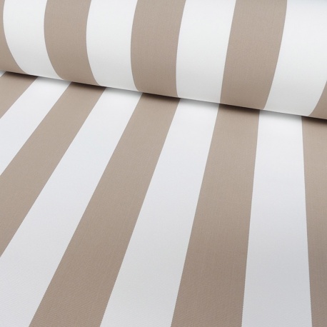 Tissu Toile Outdoor Deperlante Rayure Beige 