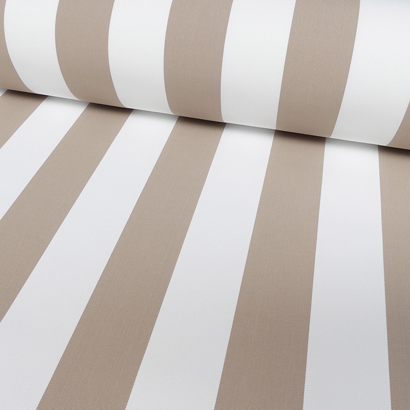 Tissu Toile Outdoor Deperlante Rayure Beige 