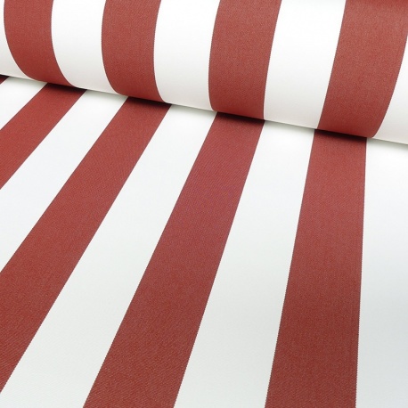 Tissu Toile Outdoor Deperlante Rayure Terracotta 