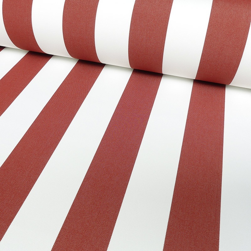 Tissu Toile Outdoor Deperlante Rayure Terracotta 