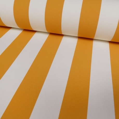 Tissu Toile Outdoor Deperlante Rayure Jaune 