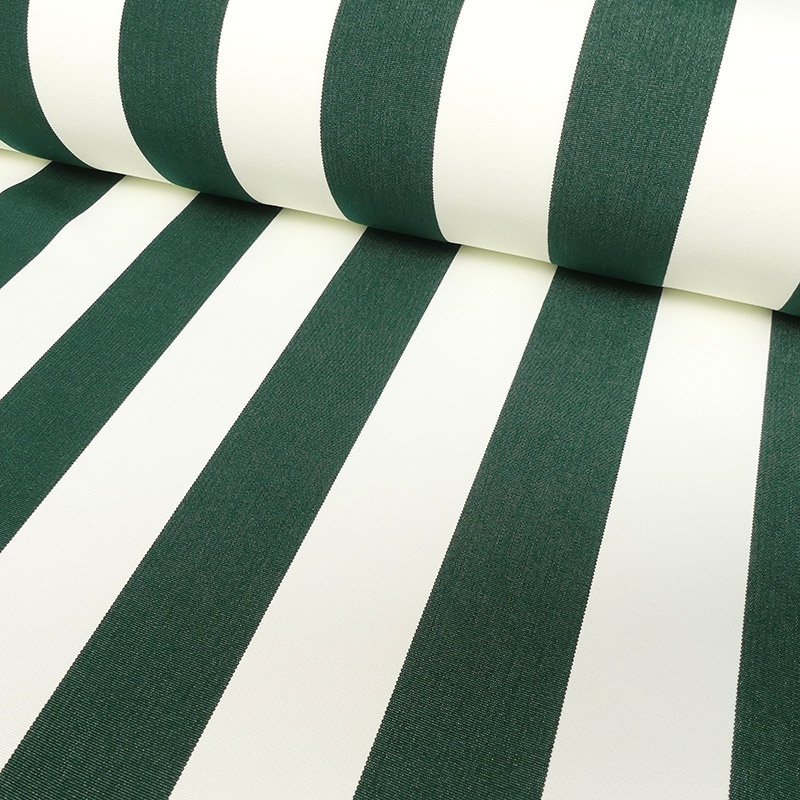 Tissu Toile Outdoor Deperlante Rayure Vert Foncé