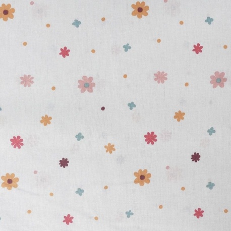 Tissu Coton Imprimé Fleurinette Rose