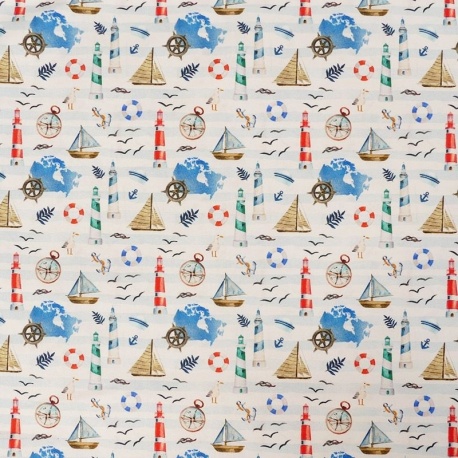 Tissu Popeline Moments Marin 