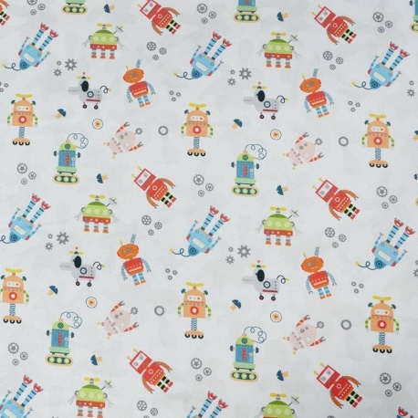 Tissu Popeline Robotique Robots 