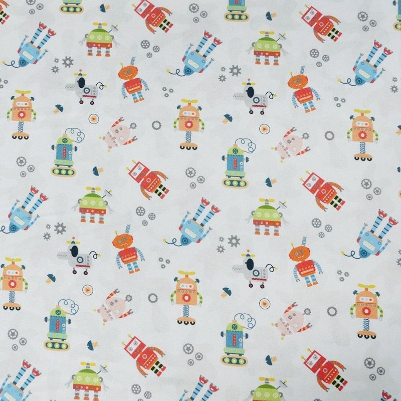 Tissu Popeline Robotique Robots 