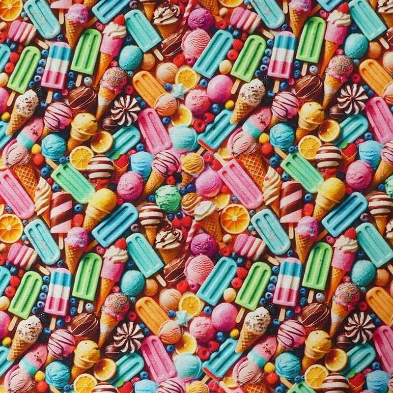 Tissu Popeline Splash 3d Glaces 