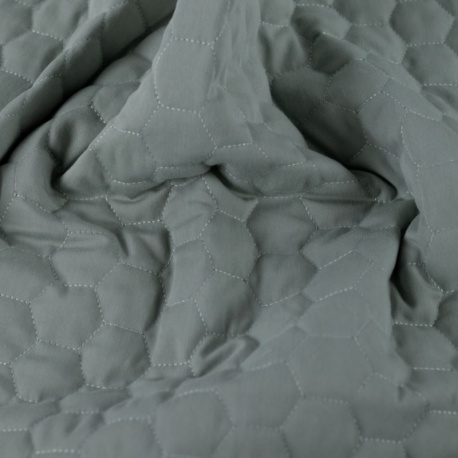 Tissu Twill Coton Matelassé Gris Vert