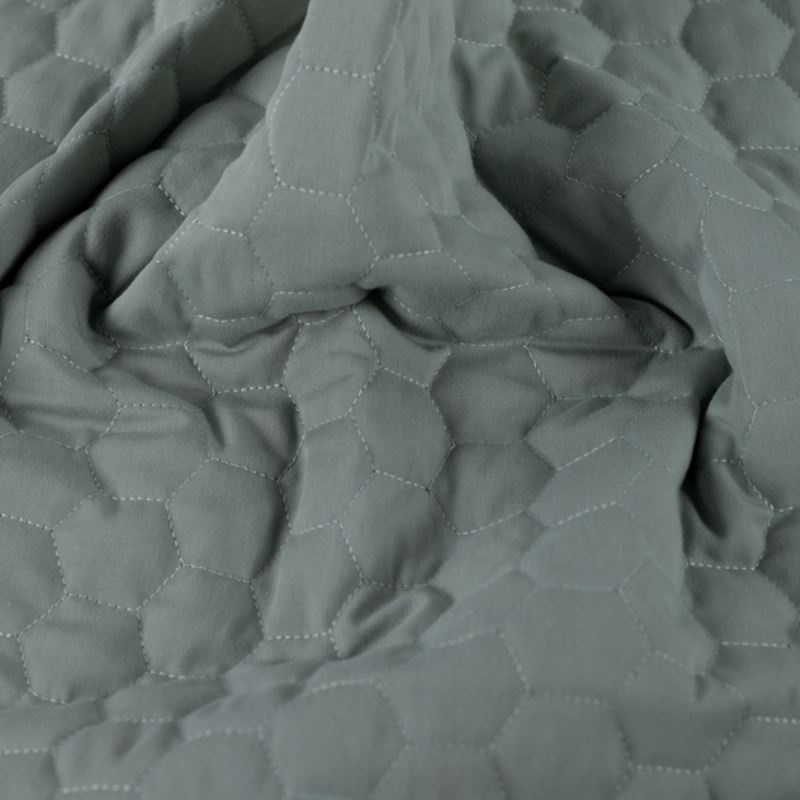 Tissu Twill Coton Matelassé Gris Vert