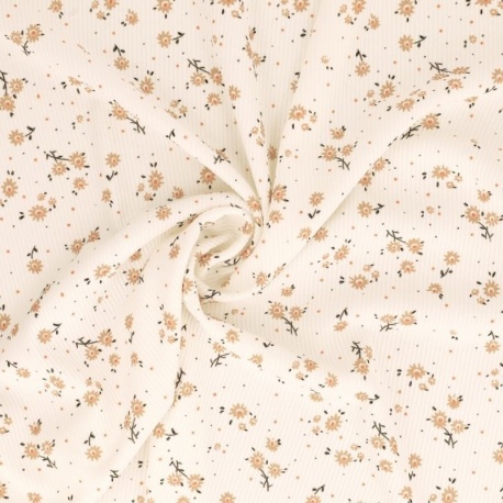 Tissu Jersey Côtelé Imprimé Fleurs