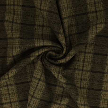 Tissu Jersey Lainage Motif Carreaux Vert