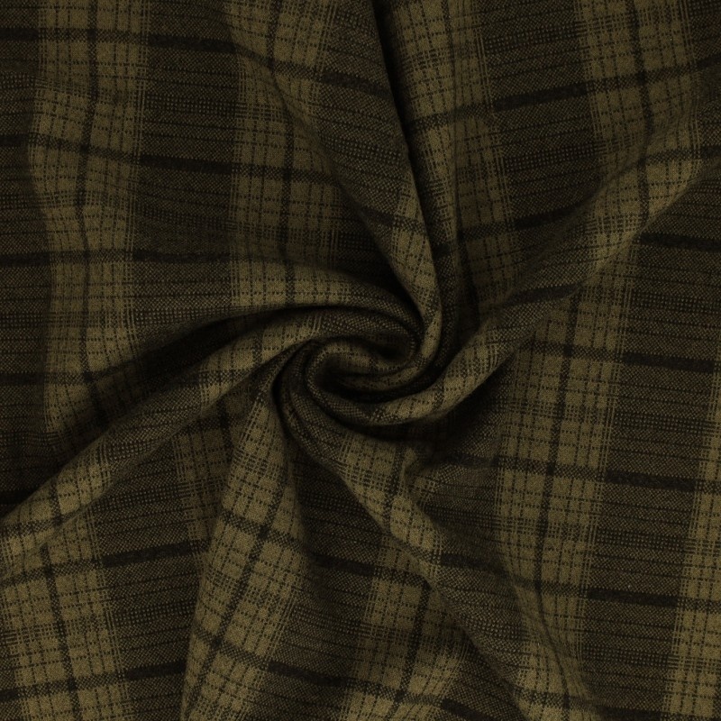 Tissu Jersey Lainage Motif Carreaux Vert
