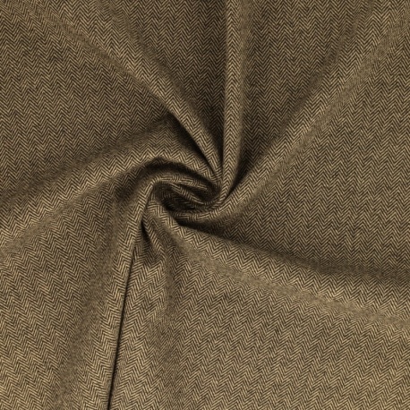 Tissu Jersey Lainage Motif Chevrons Beige