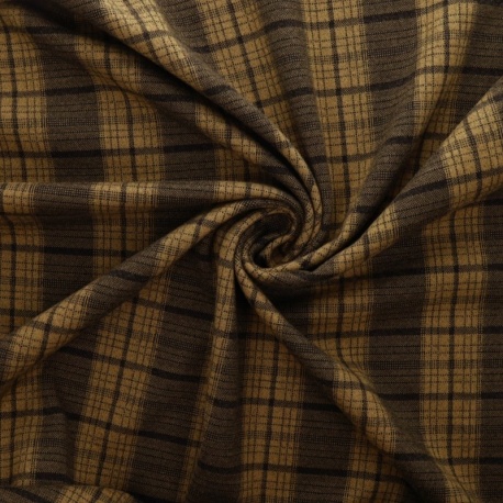 Tissu Jersey Lainage Motif Carreaux Beige