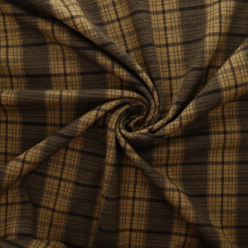 Tissu Jersey Lainage Motif Carreaux Beige