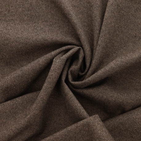 Tissu Jersey Lainage Motif Chevrons Chocolat