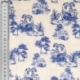 Tissu Popeline Imprimée Toile de Jouy Bleu