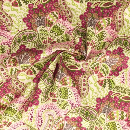 Tissu Popeline Imprimée Paisley Violet