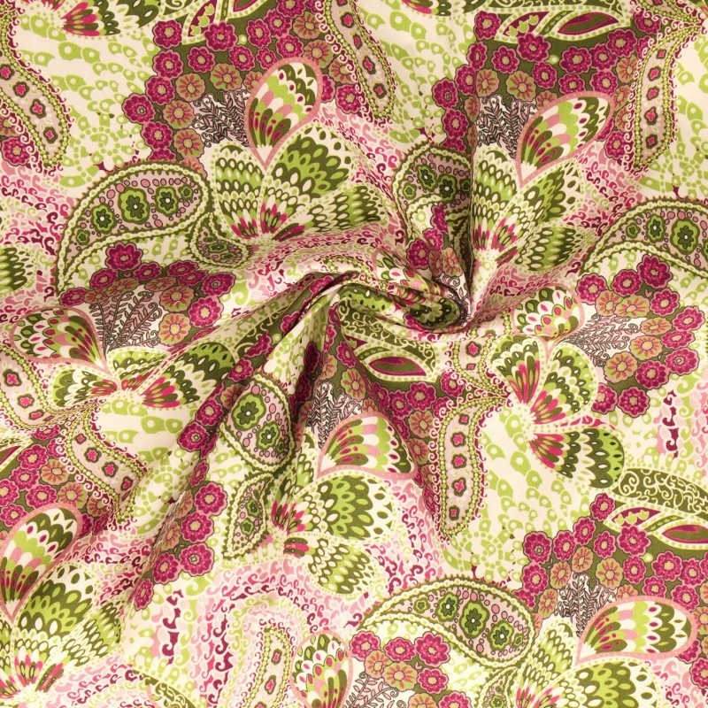 Tissu Popeline Imprimée Paisley Violet