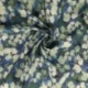 Tissu Popeline Imprimée Feuille Fond Bleu
