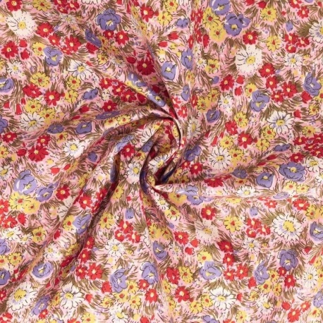 Tissu Popeline Imprimée Fleur Multico