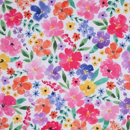 Tissu Fleurs Half Panama