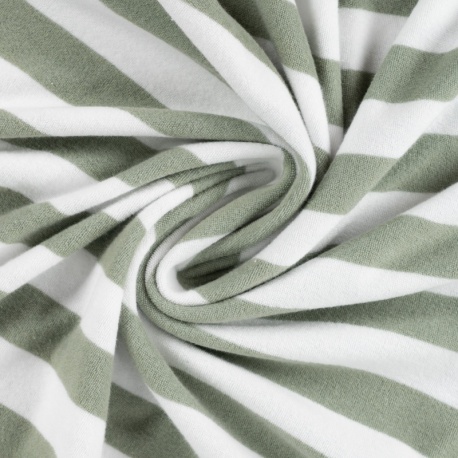 Tissu Pico Terry Rayures Kaki 