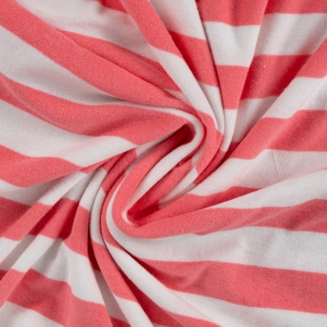 Tissu Pico Terry Rayures Rose