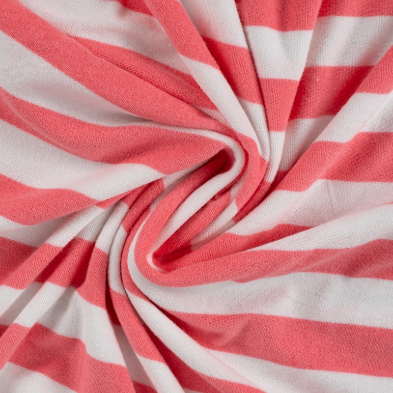 Tissu Pico Terry Rayures Rose