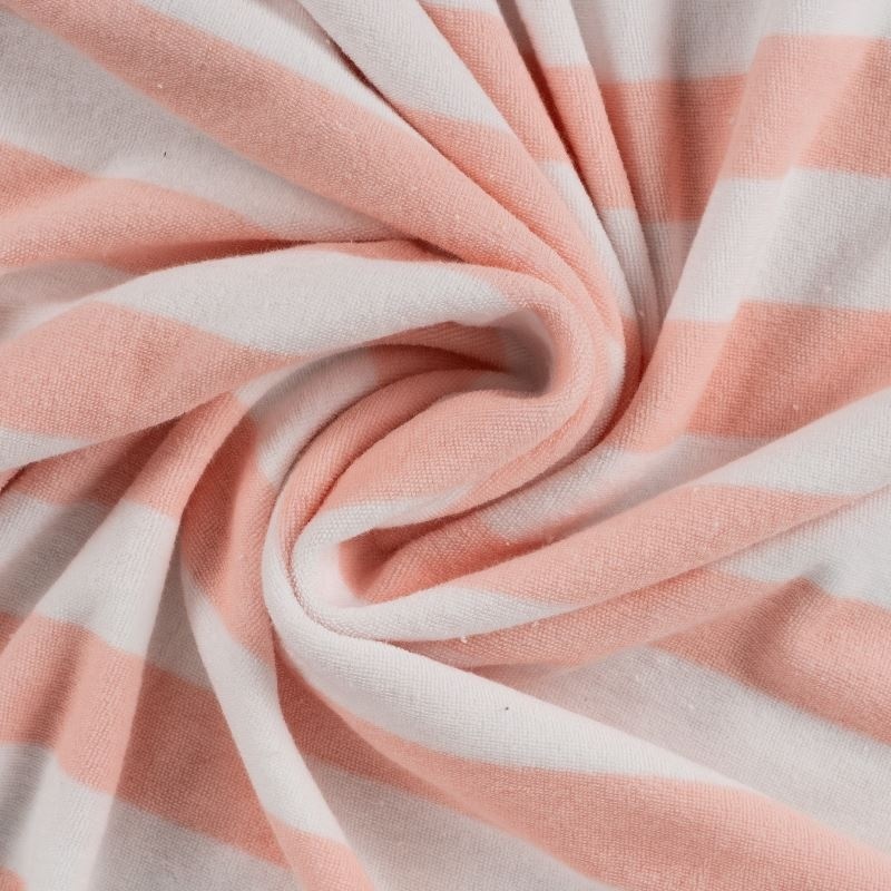 Tissu Pico Terry Rayures Rose Poudré