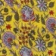 Tissu Blockprint Impression Tampons Mains Floral Fond Jaune