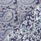 Tissu Blockprint Imprimé Tampons Mains Matelassé Double Face Floral et Paisley Bleu