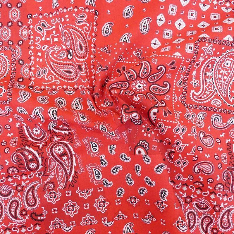 Tissu Cretonne Imprimée Farwest Bandana Rouge 
