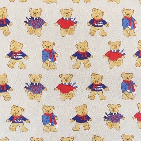 Tissu Teddy Bear Fond Coloris Lin Ourson 