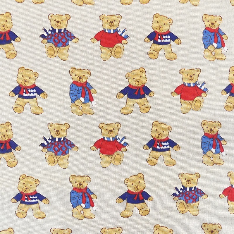 Tissu Teddy Bear Fond Coloris Lin Ourson 