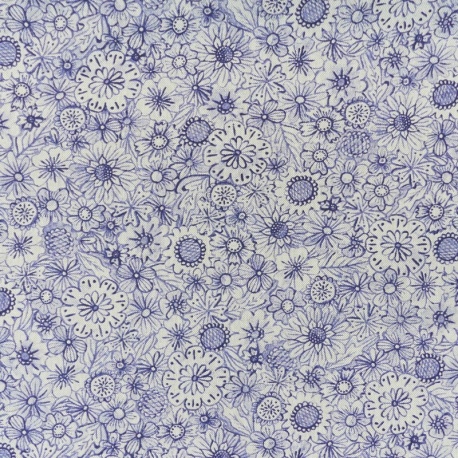 Tissu Bloom Fond Lin Fleurs 