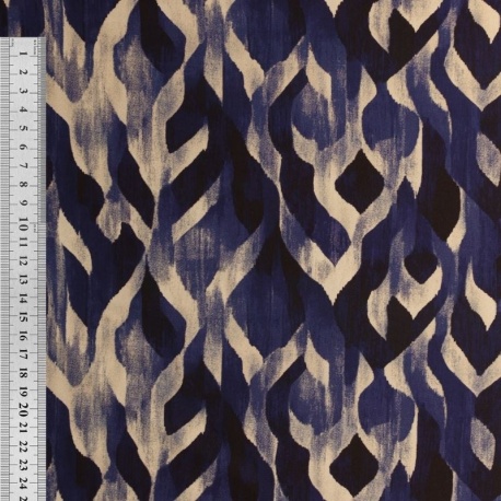 Tissu Popeline de Viscose Imprimé Digital Bleu 