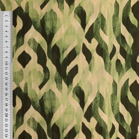 Tissu Popeline de Viscose Imprimé Digital Vert 