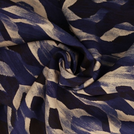 Tissu Popeline de Viscose Imprimé Digital Bleu 