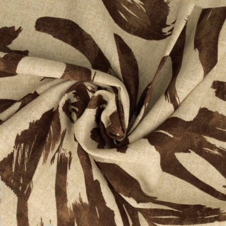Tissu Viscose Lin Imprimé Digital Chocolat 
