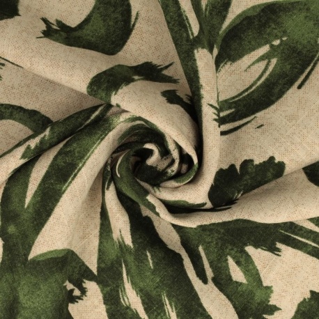 Tissu Viscose Lin Imprimé Digital Vert