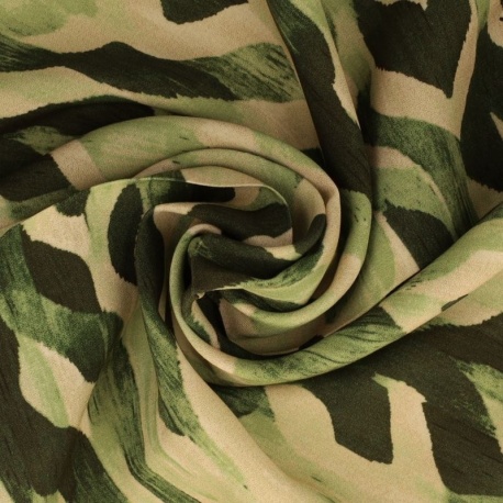 Tissu Popeline de Viscose Imprimé Digital Vert 