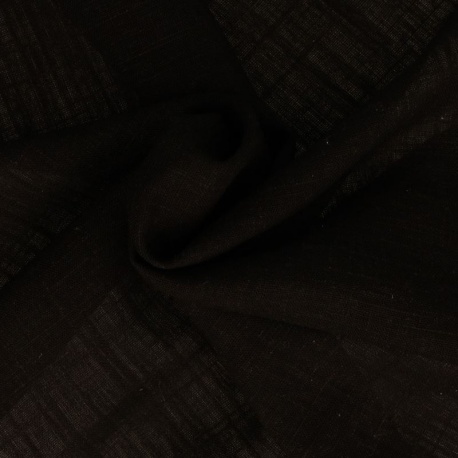 Tissu Viscose Lin Uni Noir