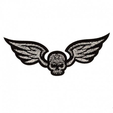 Ecusson tete de mort avec ailes - Argent