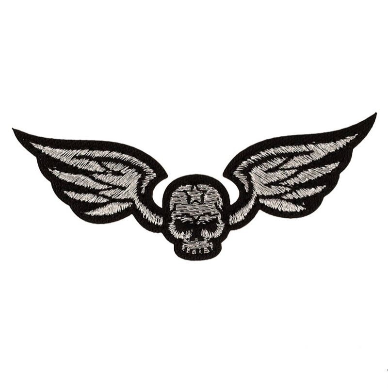 Ecusson tete de mort avec ailes - Argent