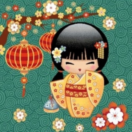 Coupon Femme Japonaise Bleu 