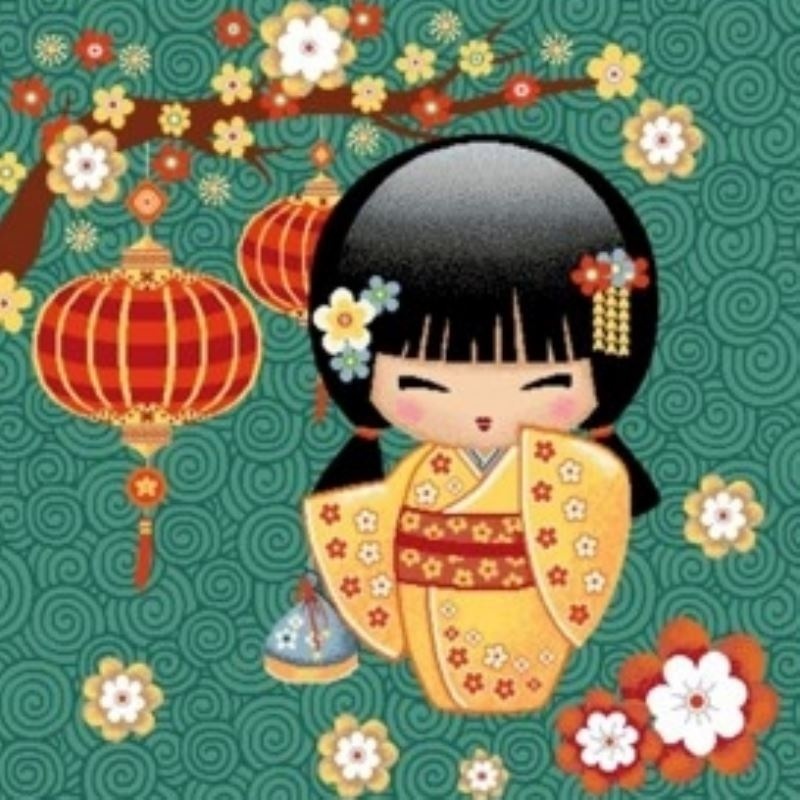 Coupon Femme Japonaise Bleu 