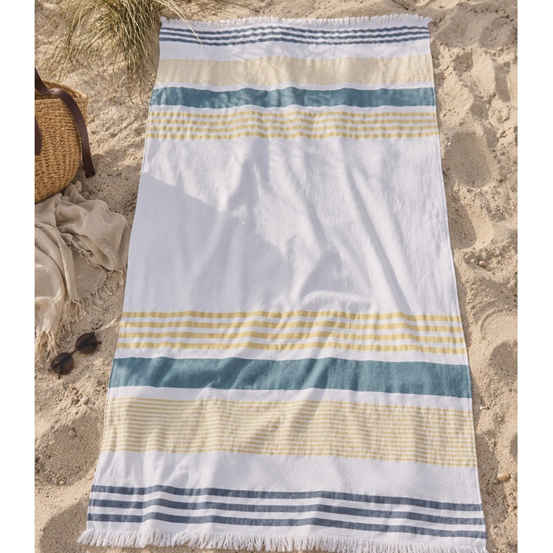 Fouta Kos Rayures Bleu
